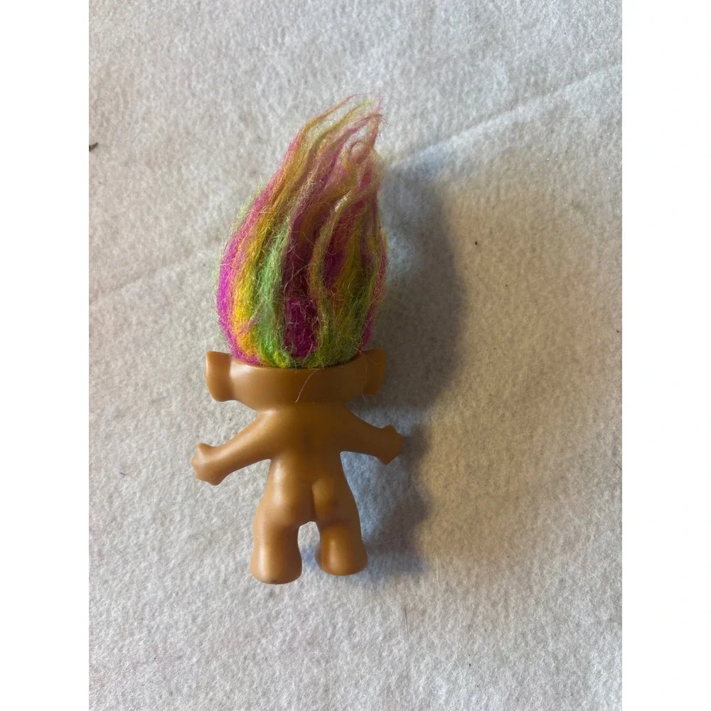 Vintage Bright of America Troll Doll Multi Color‎ Neon Hair 3 Inch Toy Figure